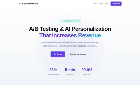 ExperimentFlow homepage screenshot
