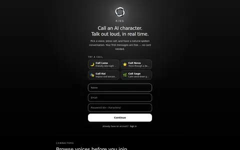 Ring homepage screenshot