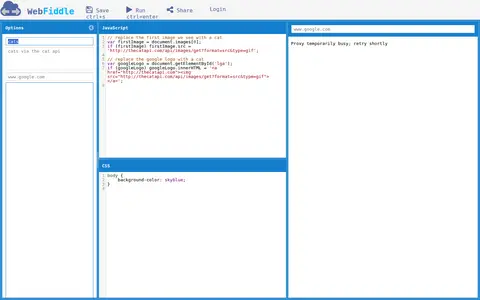 WebFiddle homepage screenshot