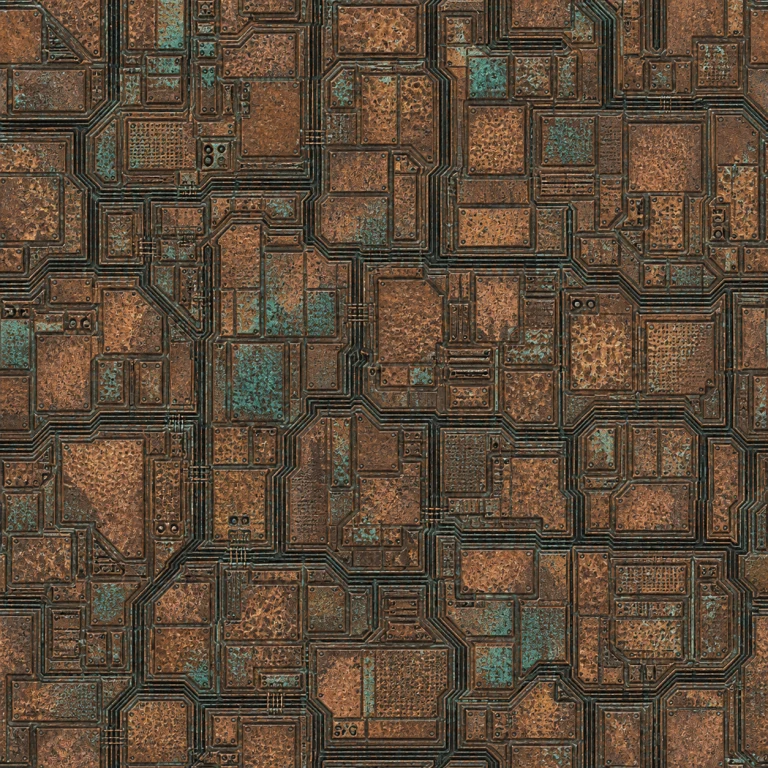 Generated oxidized copper circuit material, one tile repeated 2×2